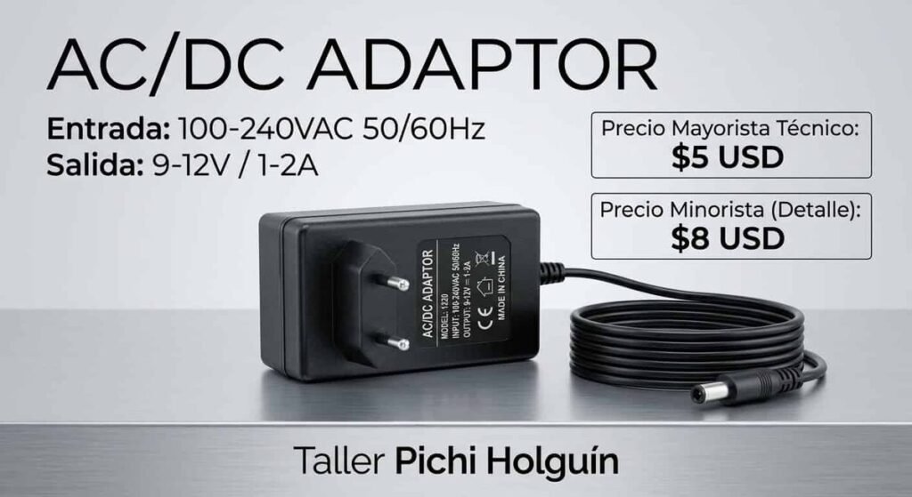Adaptador de corriente AC/DC 9–12V