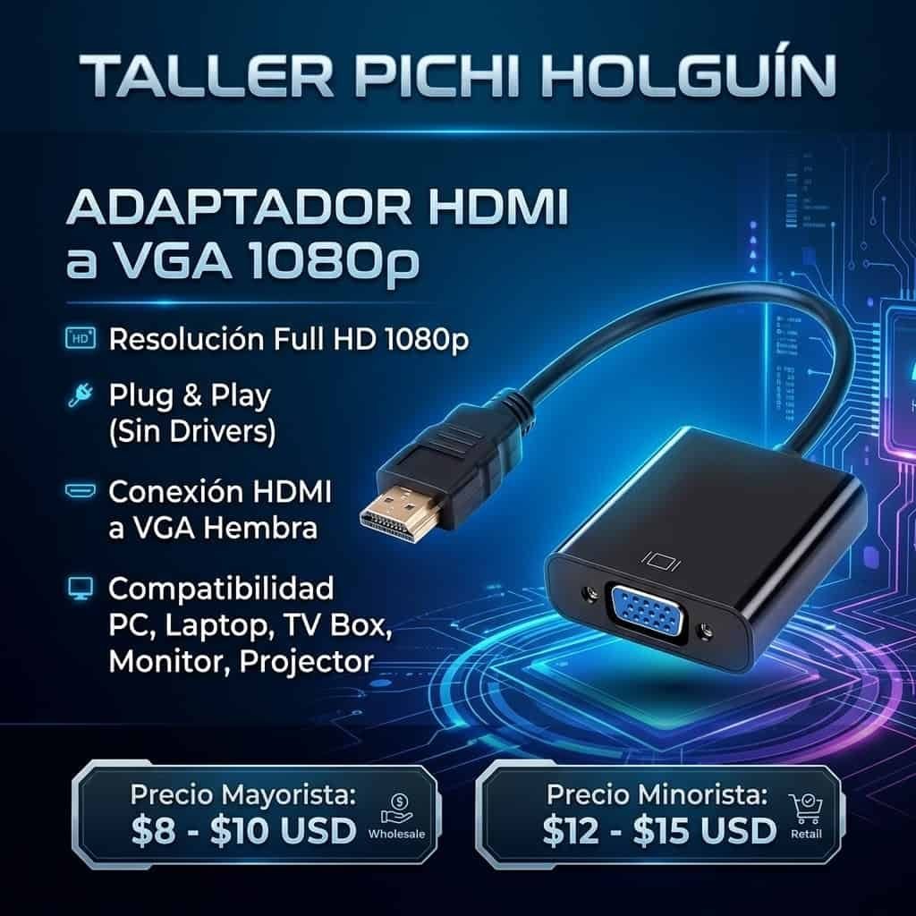Adaptador HDMI a VGA 1080p