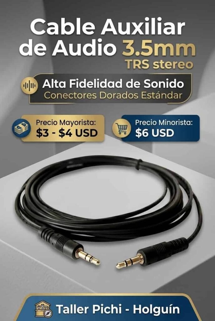 Cable auxiliar de audio 3.5 mm estéreo