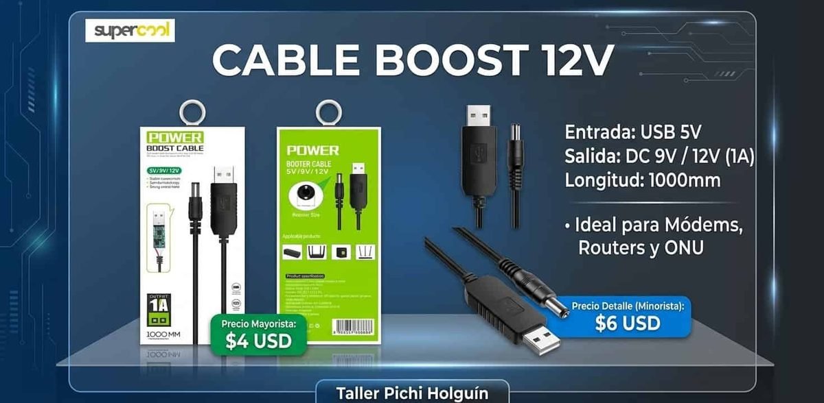 Cable boost 12V USB a DC