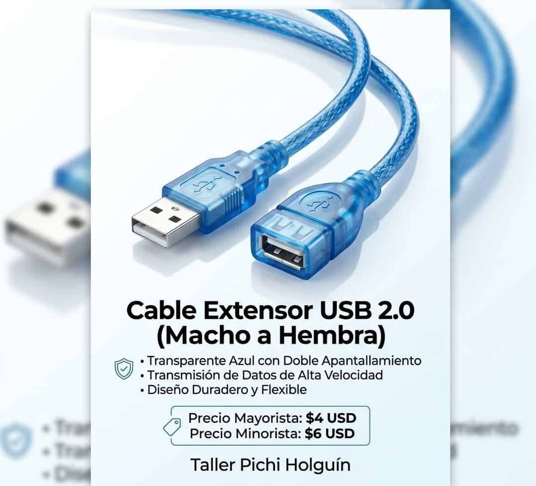 Cable extensor USB 2.0 macho a hembra