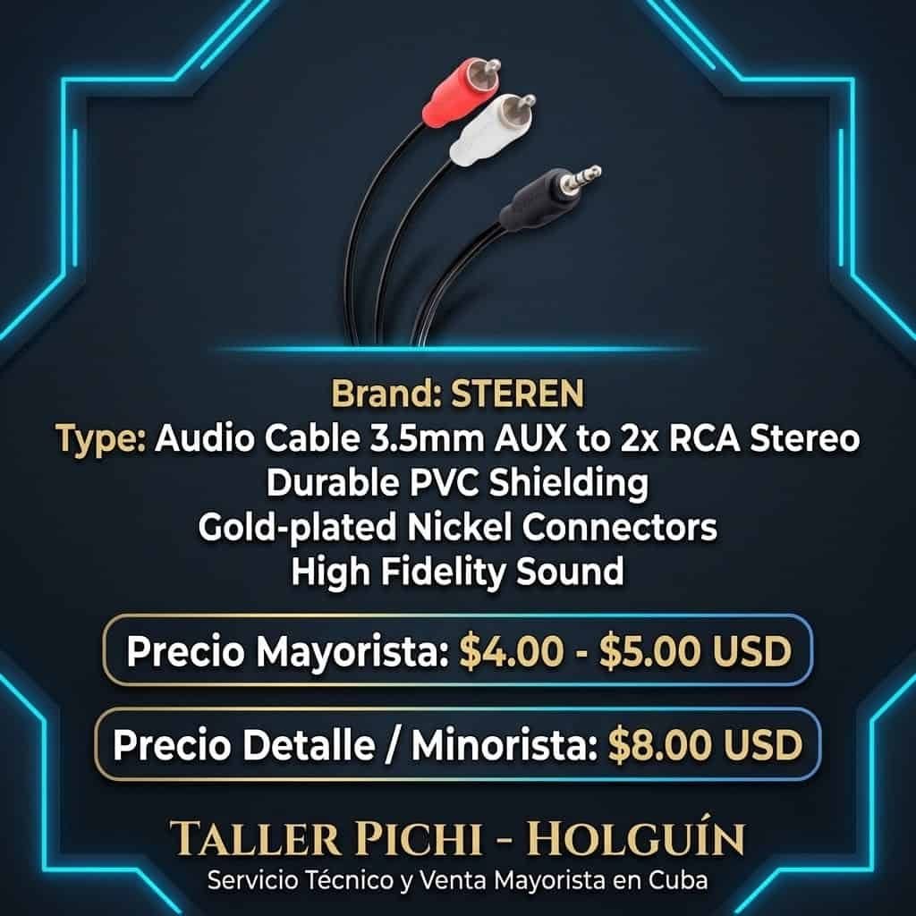 Cable Steren 3.5 mm a 2 RCA estéreo