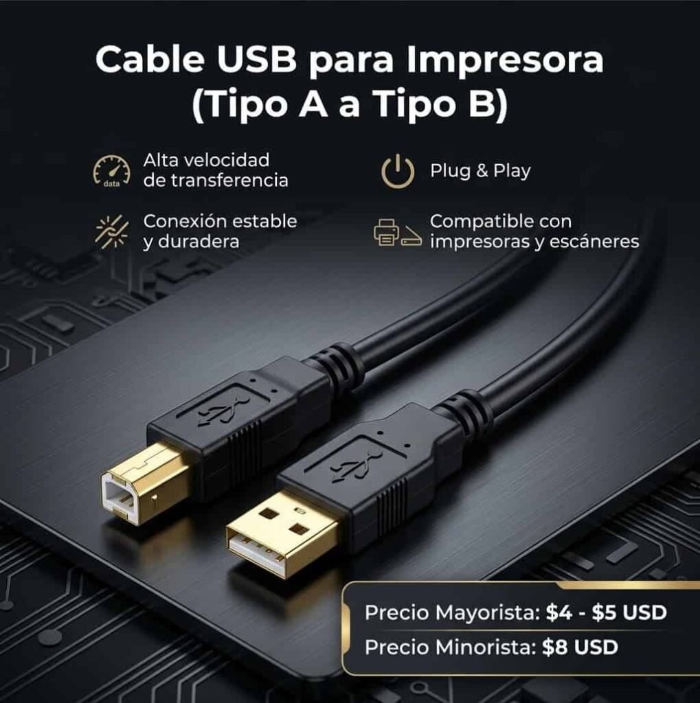 Cable USB para impresora (Tipo A a Tipo B)