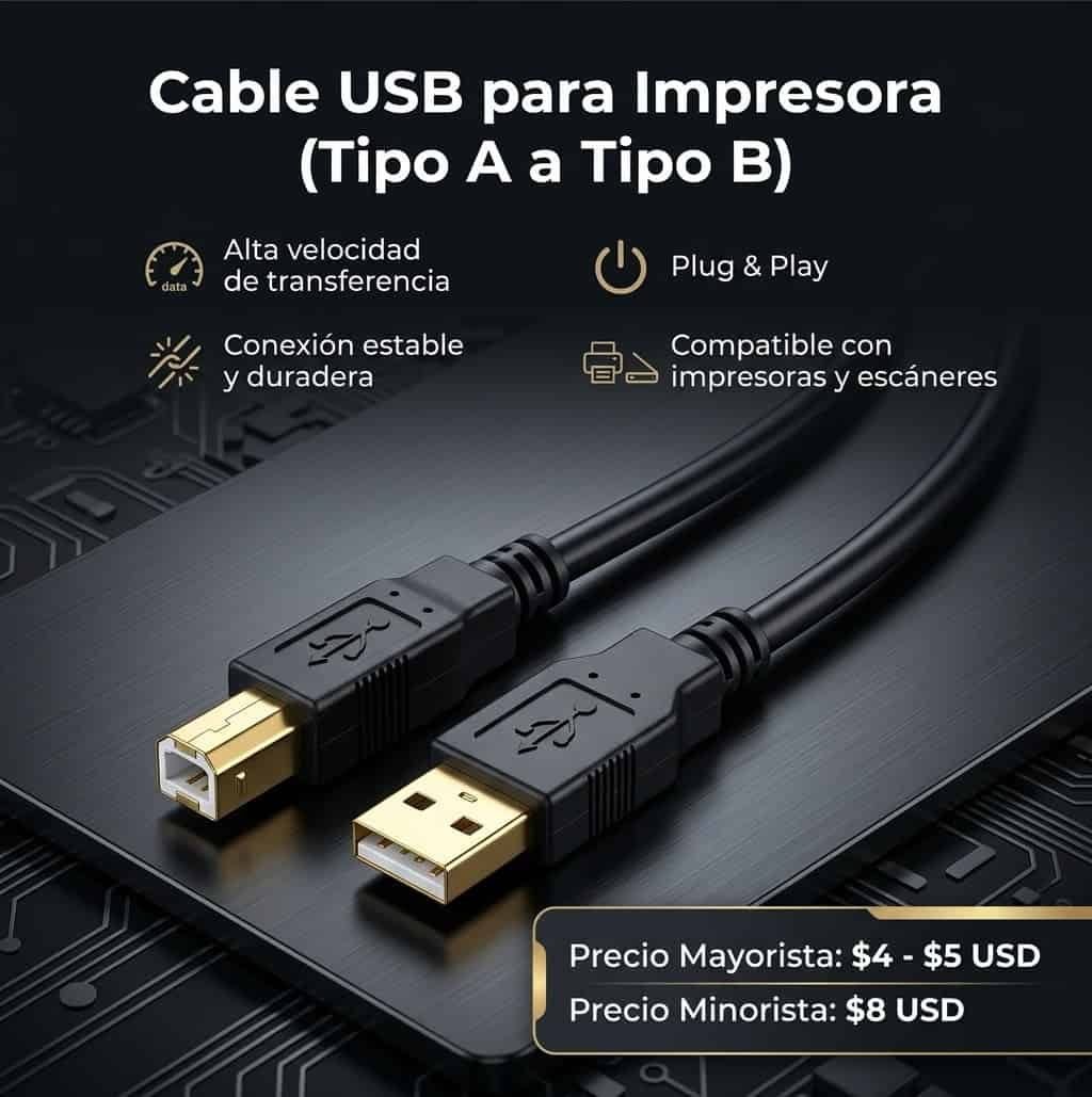 Cable USB para impresora (Tipo A a Tipo B)