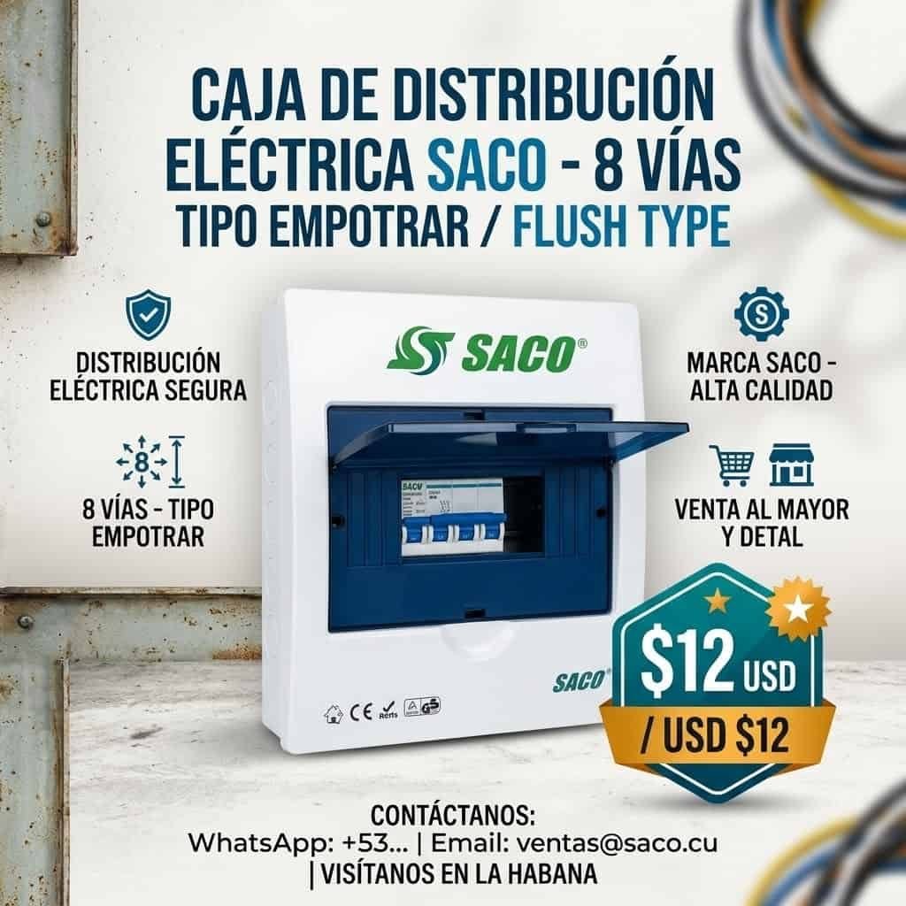 Caja de distribución eléctrica SACO 8 vías (empotrar)