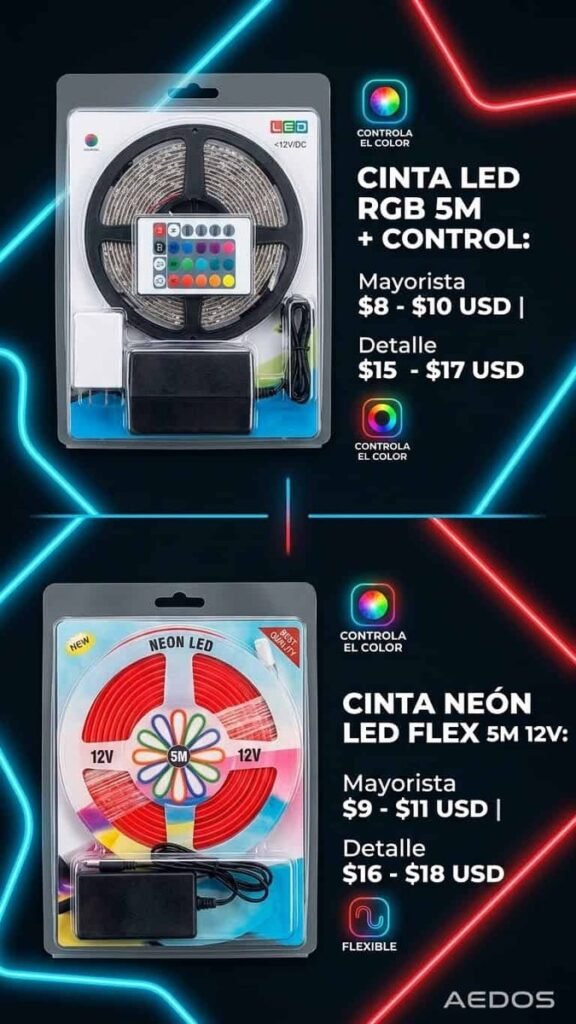 Cinta neón LED flexible 5 m 12V
