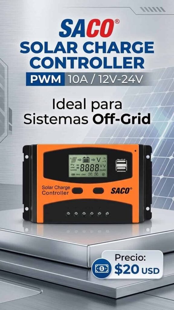 Controlador de carga solar SACO PWM 10A 12V/24V