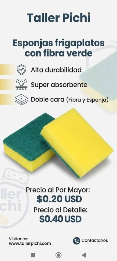 Esponja frigaplatos con fibra verde