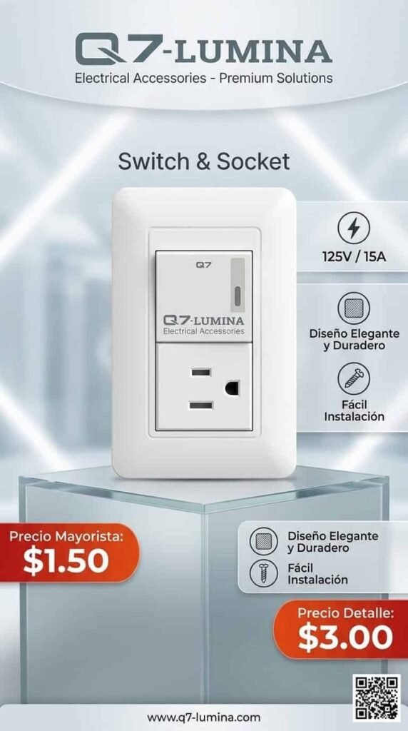 Interruptor con tomacorriente Q7-Lumina