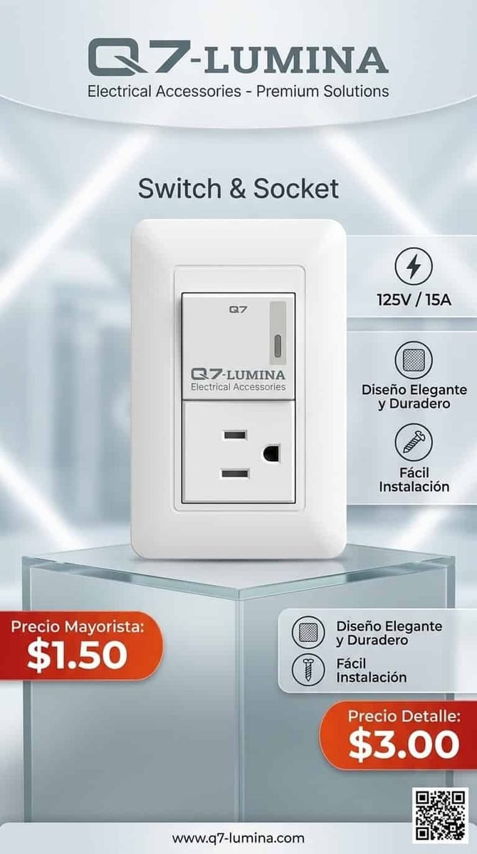 Interruptor con tomacorriente Q7-Lumina