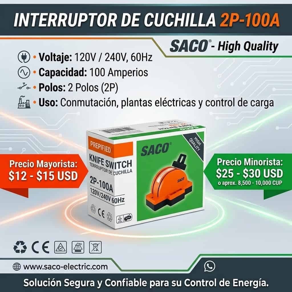 Interruptor de cuchilla SACO 2P-100A