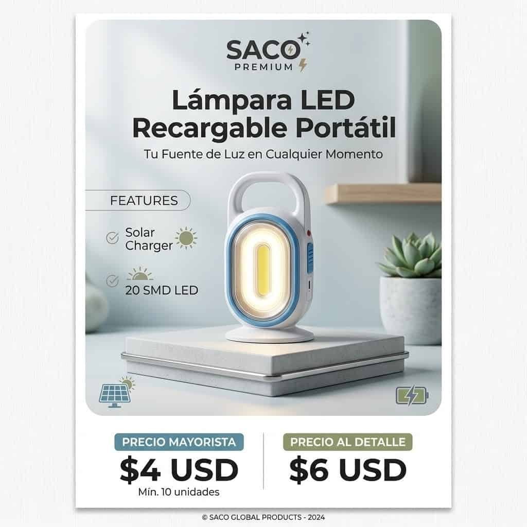 Lámpara LED recargable portátil SACO