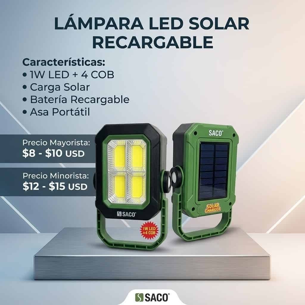 Lámpara LED solar recargable SACO 1W + 4 COB
