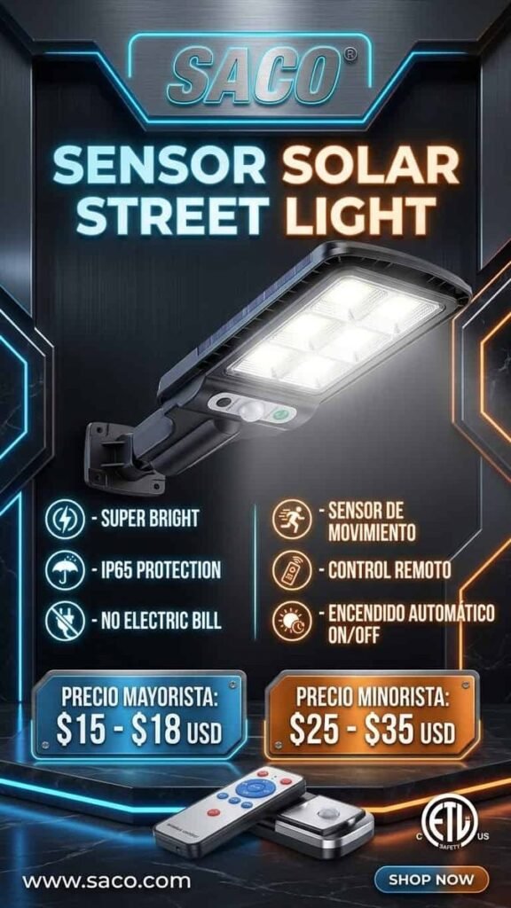 Lámpara solar de calle SACO con sensor