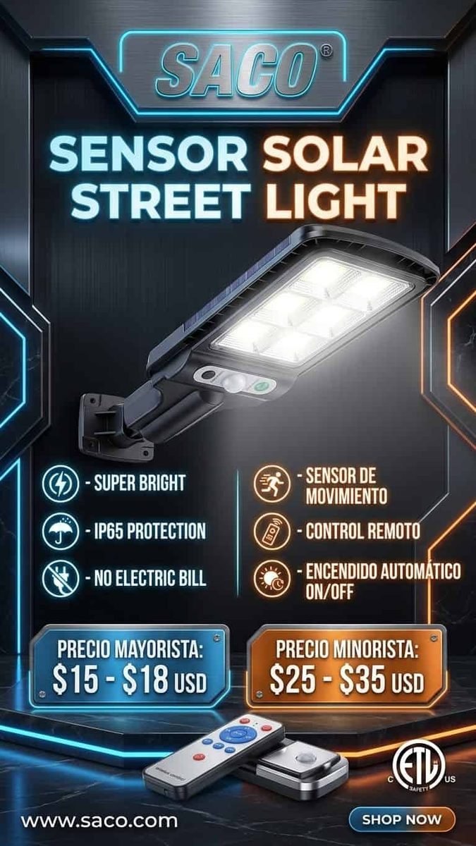 Lámpara solar de calle SACO con sensor