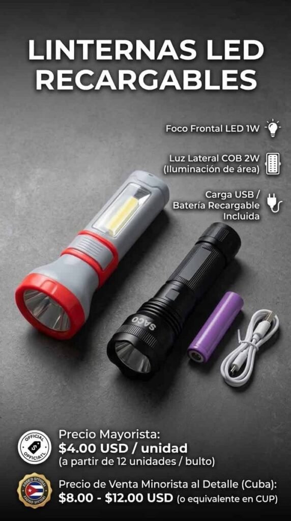 Linterna LED recargable SACO