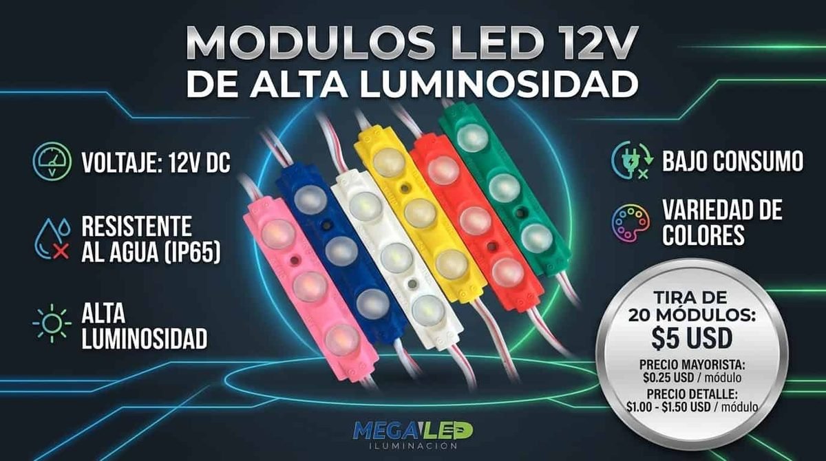 Módulos LED 12V de alta luminosidad (tira de 20)