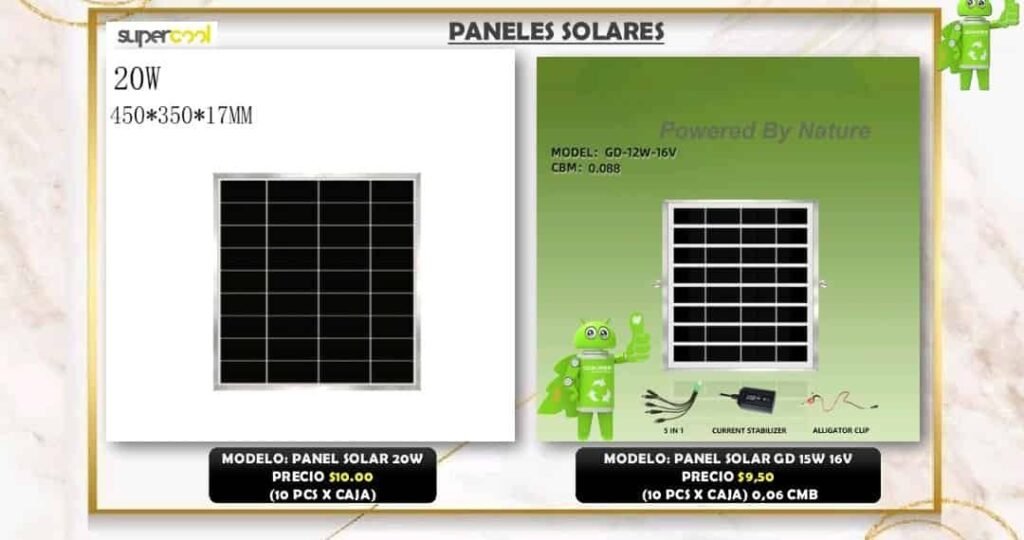Panel solar 20W (caja de 10)