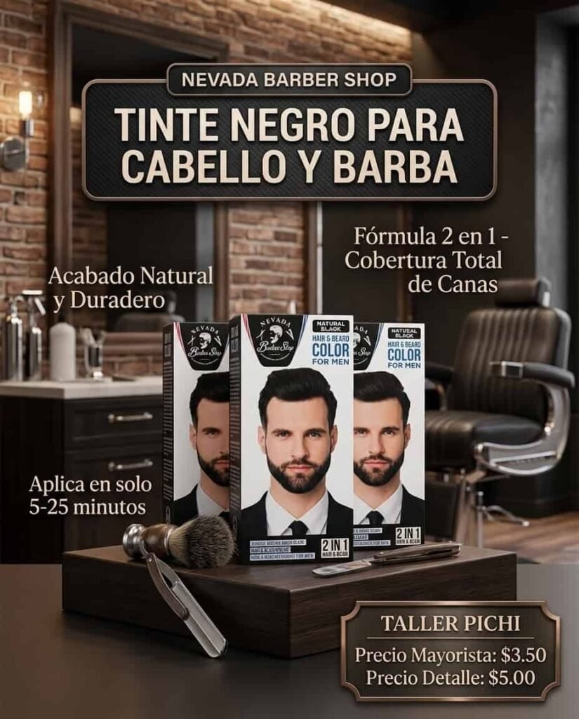 Tinte negro para cabello y barba Nevada Barber Shop
