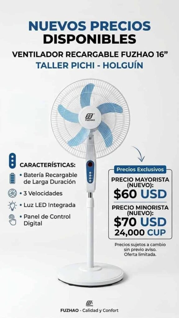 Ventilador recargable Fuzhao 16"